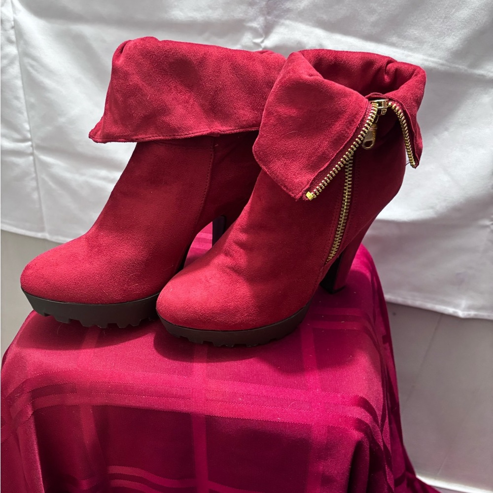 Elegant Red Women's Ankle Boots
